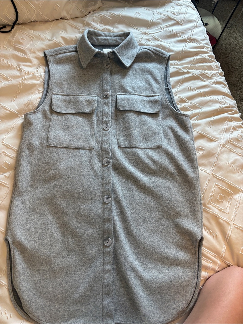 H&M Gray Sleeveless Button-Front Wool Blend Vest